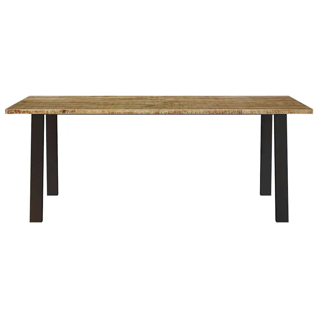 Dining Table 200x90x75 cm Solid Acacia Wood Top Powder-coated Steel Legs Industrial Style