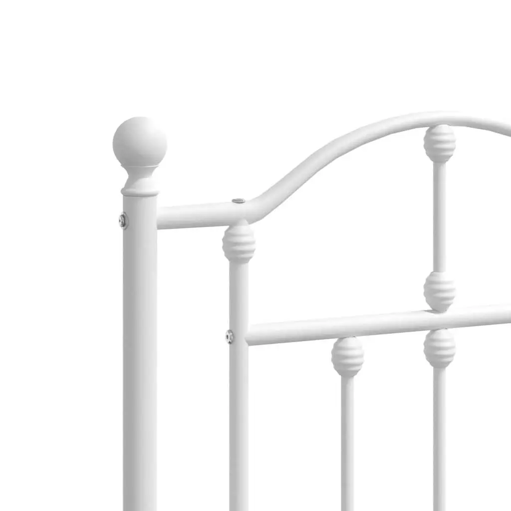 Metal Bed Frame 150x200 cm with Headboard Powder-Coated Steel Construction Metal Slats