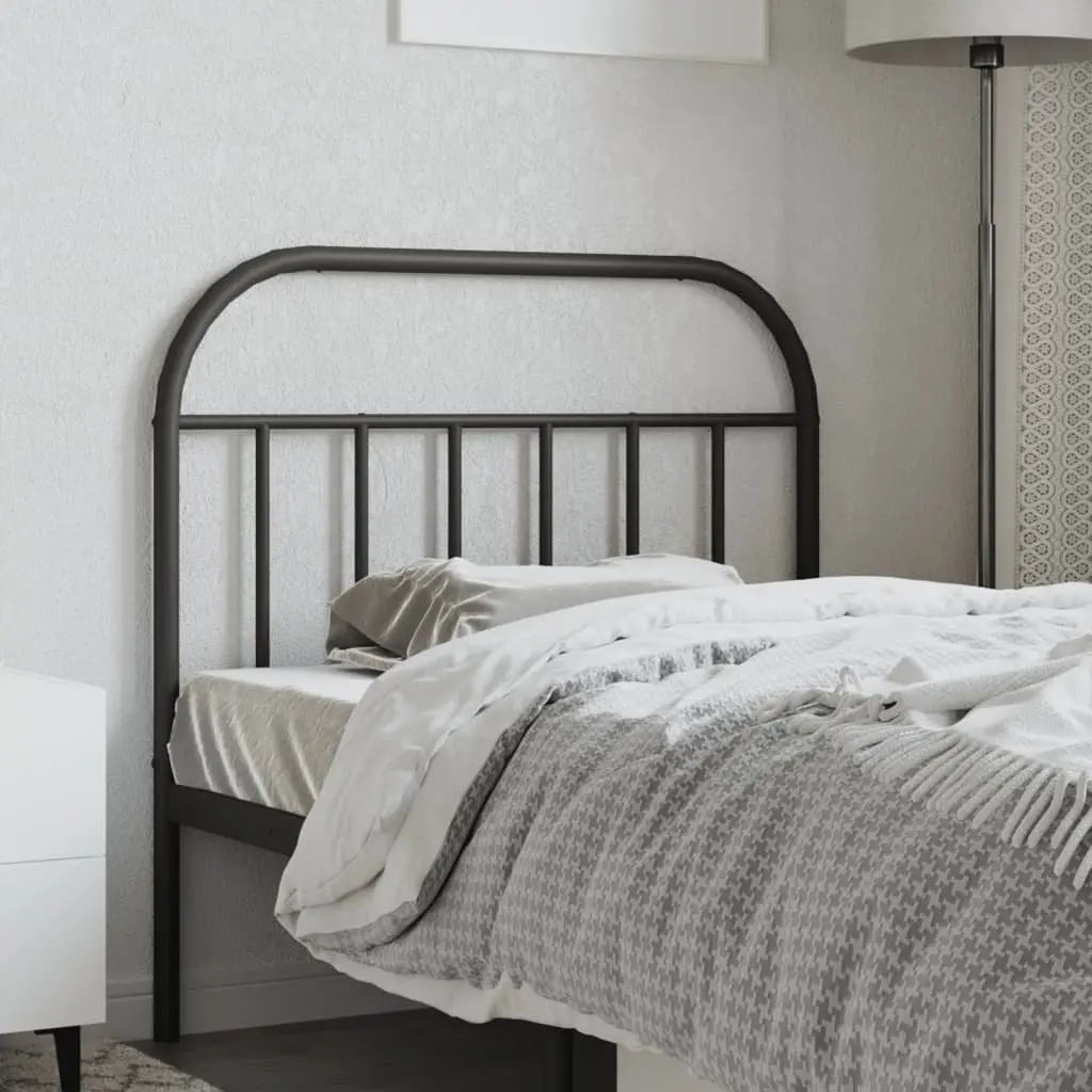Metal Headboard 107cm Black Powder-Coated Steel Bed Frame Accessory