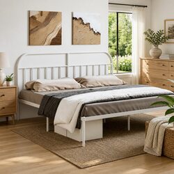 Metal Headboard White 180cm Bedroom Bed Header Steel Frame Support