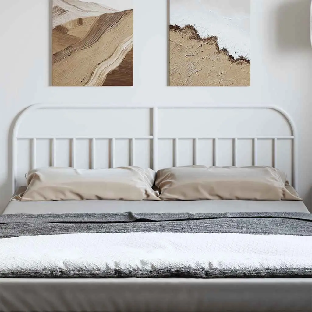 Metal Headboard 180cm White Powder-Coated Steel Construction