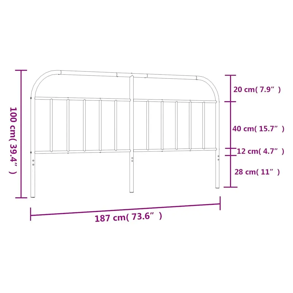 Metal Headboard 180cm White Powder-Coated Steel Construction