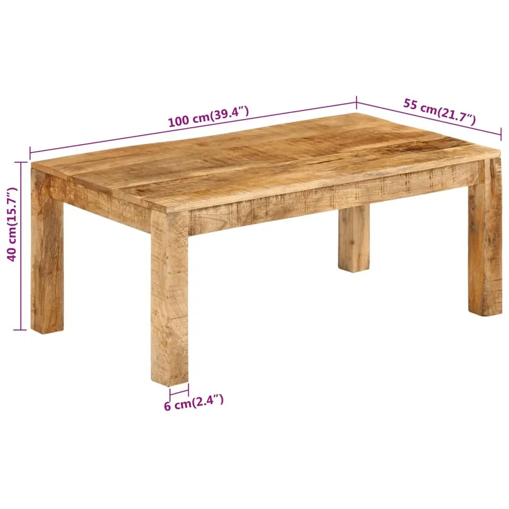 Coffee Table 100x55x40 cm Solid Mango Wood Brown Rustic Vintage