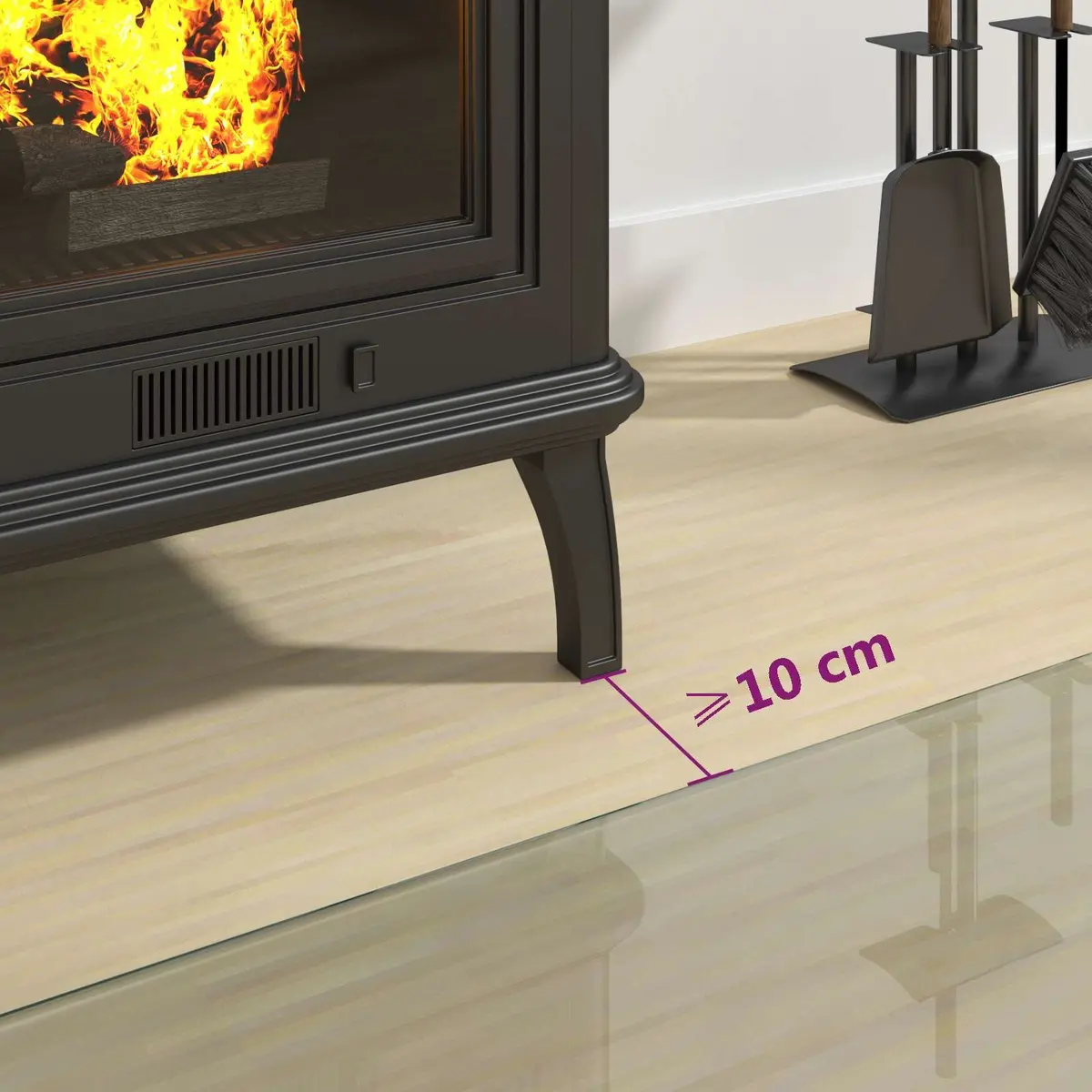 Fireplace Hearth Pad 80 x 50 cm Transparent Tempered Glass Floor Protector