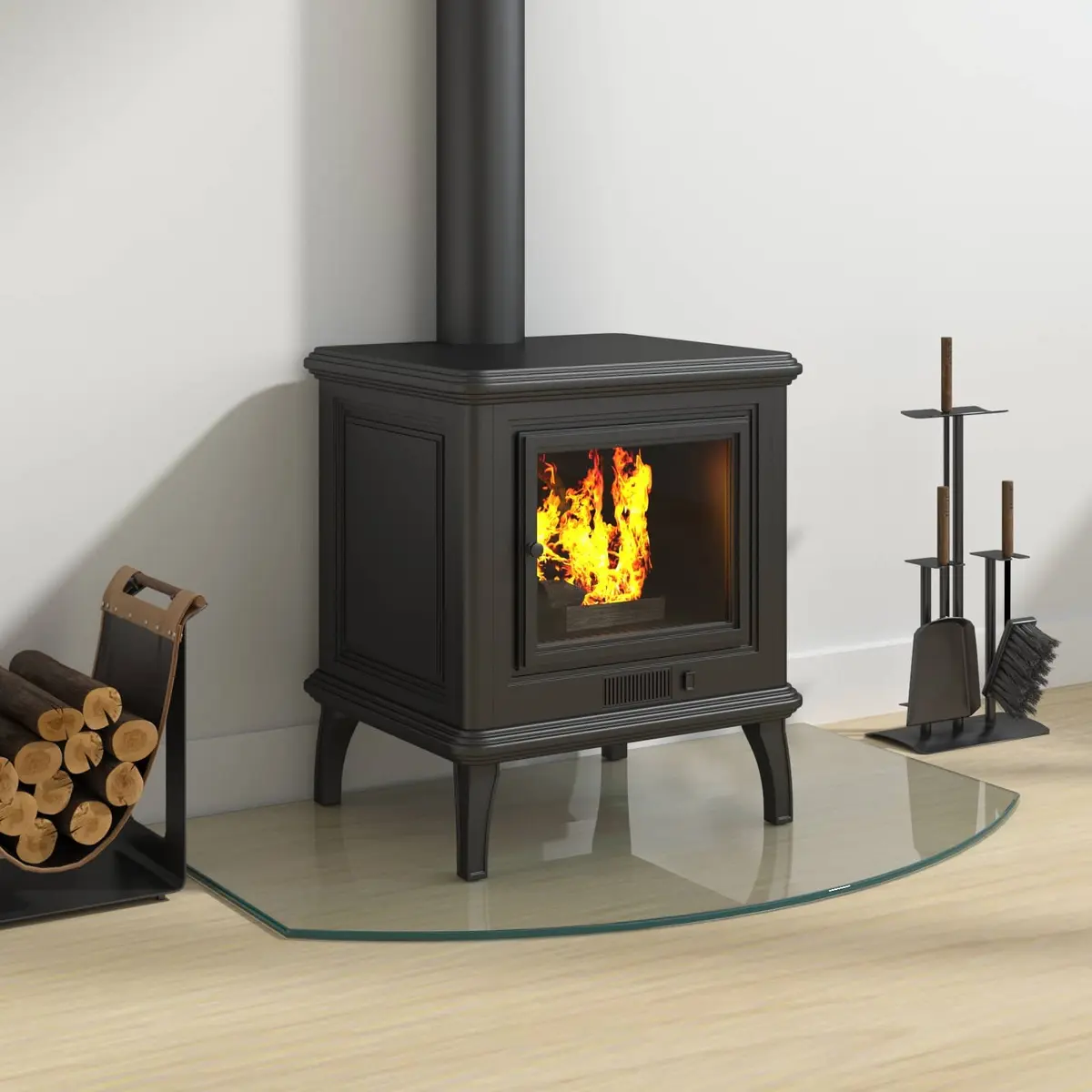 Fireplace Glass Plate Floor Protector 80 x 50 cm Heat Resistant Tempered Glass