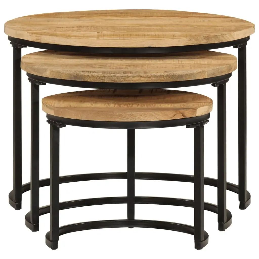 Nesting Tables Set 3 Piece Solid Mango Wood Coffee Table Side Table Living Room