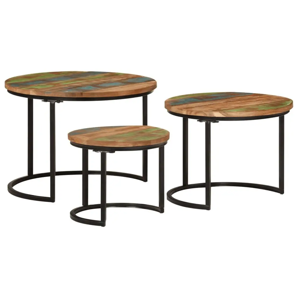 Nesting Tables 3 Piece Set Solid Reclaimed Wood Coffee Side Table