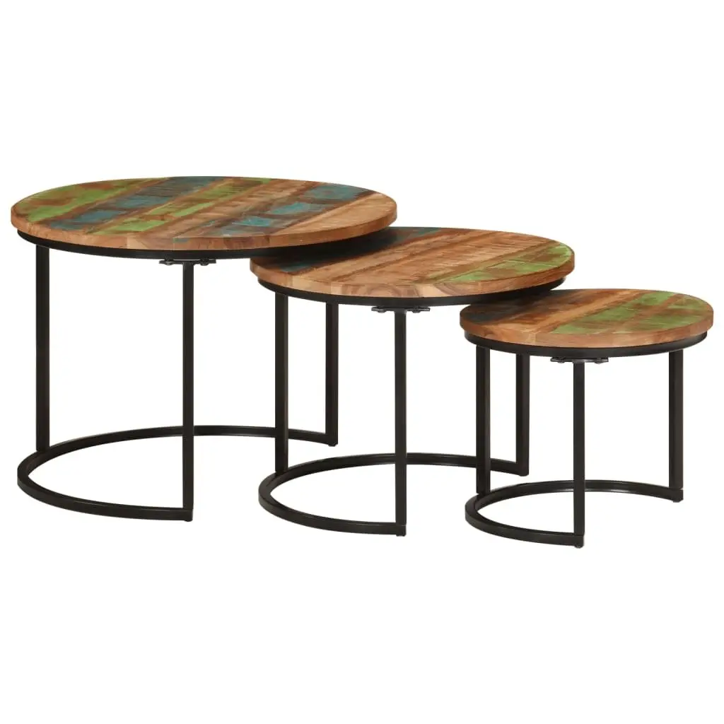 Nesting Tables 3 Piece Set Solid Reclaimed Wood Coffee Side Table