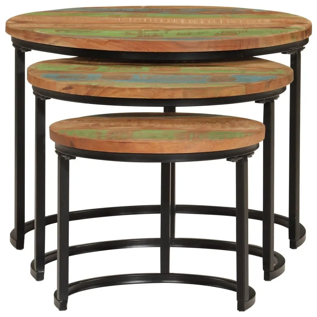 Nesting Tables 3 Piece Set Solid Reclaimed Wood Coffee Side Table