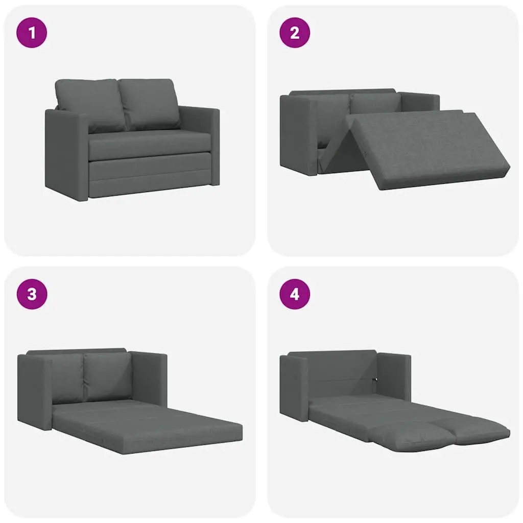 Floor Sofa Bed 2-in-1 Convertible Sleeper Loveseat Folding Guest Bed Grey