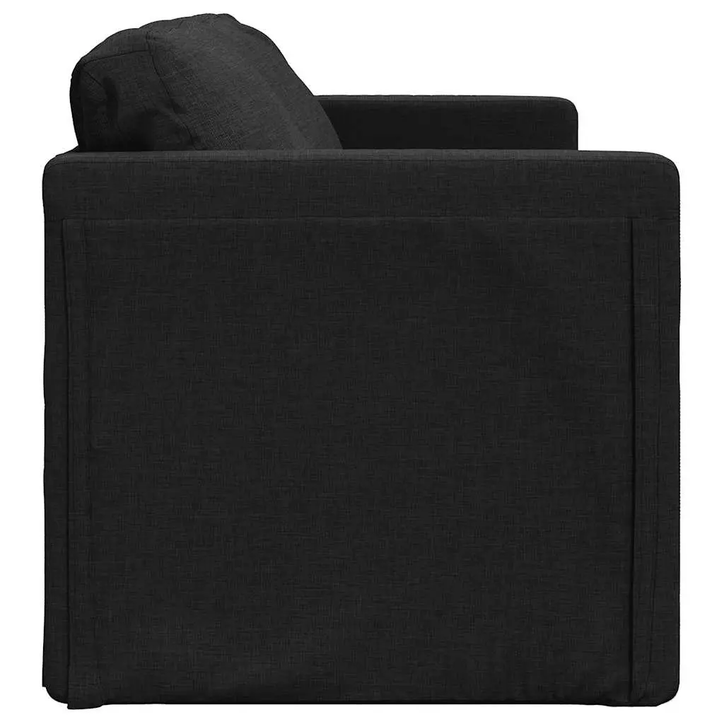 Floor Sofa Bed 2-in-1 Convertible Sleeper Loveseat Black Fabric Folding