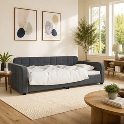 Day Bed Sofa Bed in Grey Velvet - Perfect for Your Space