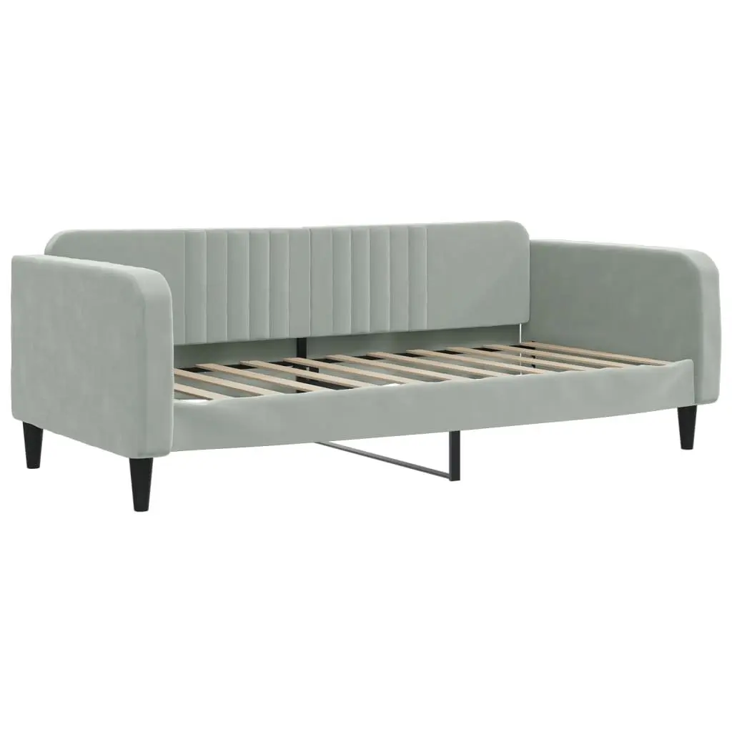 Day Bed Sofa Bed 90x190 cm Grey Velvet Modern Couch