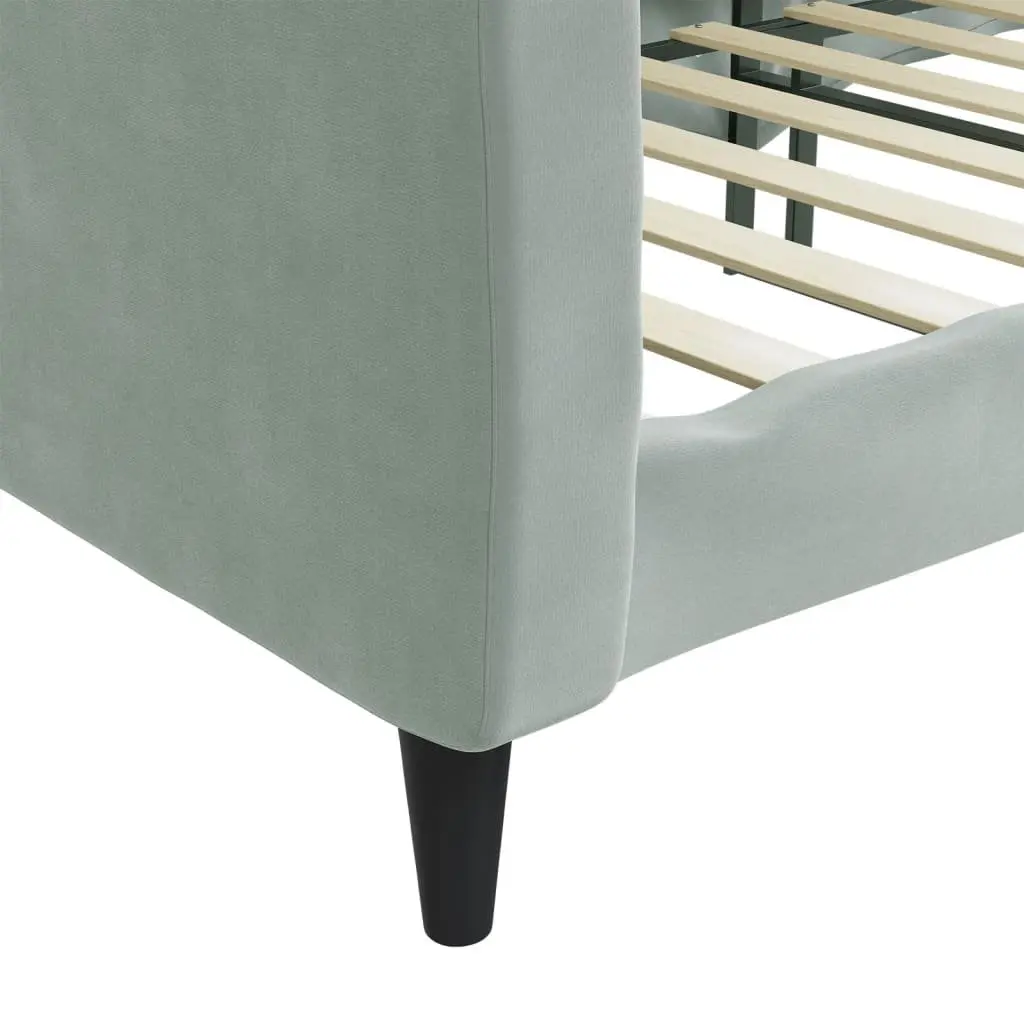 Day Bed Sofa Bed 90x190 cm Grey Velvet Modern Couch