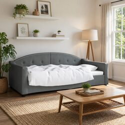 Elegant Grey Fabric Day Bed Sofa Bed 90x190cm for Any Space