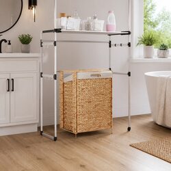 Stylish Brown Laundry Hamper with Lid and Handle 44x34x64 cm