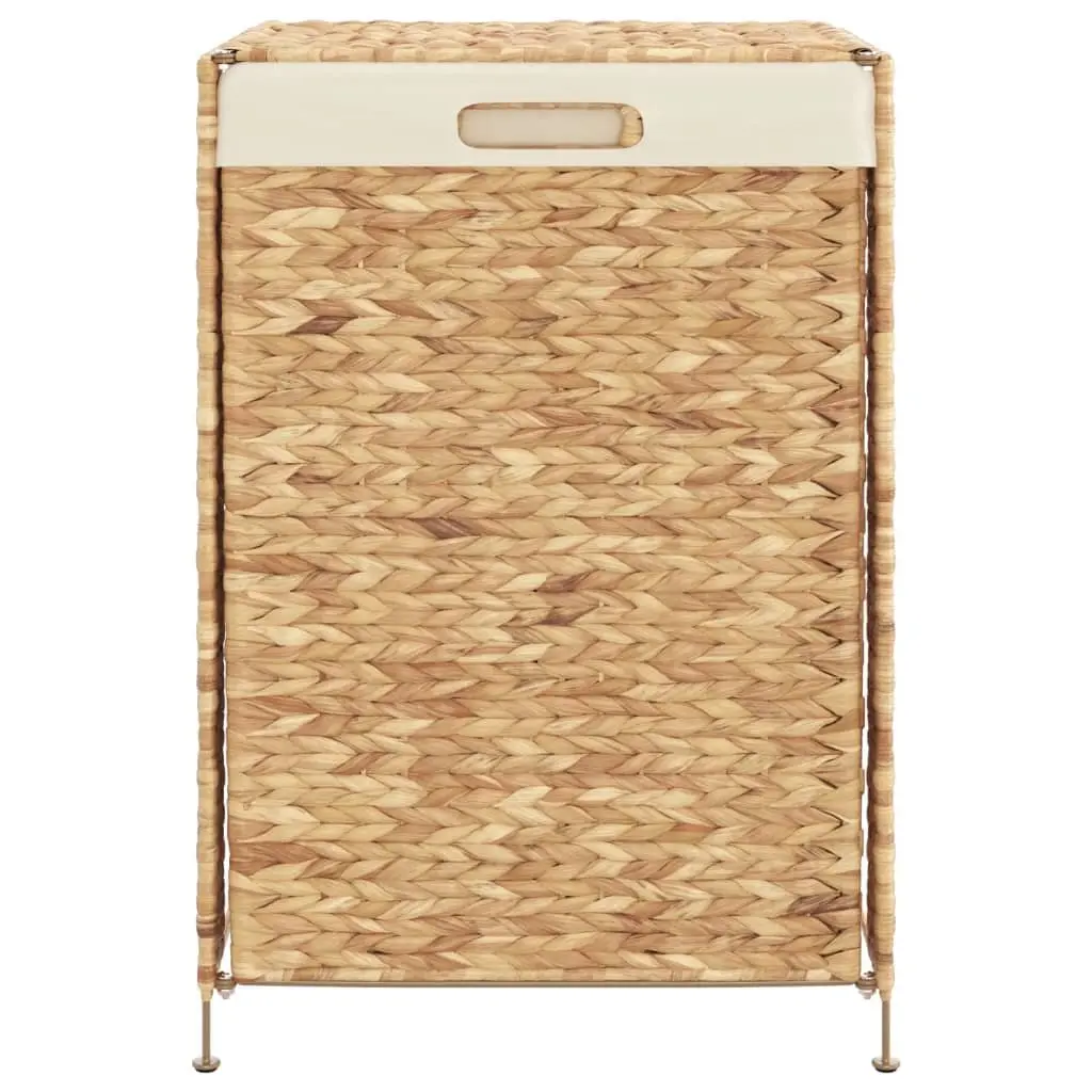 Laundry Basket 44x34x64 cm Brown Water Hyacinth Storage Hamper with Lid and Handle