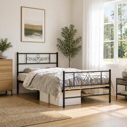 Elegant Black Metal Bed Frame - King Single 107x203 cm