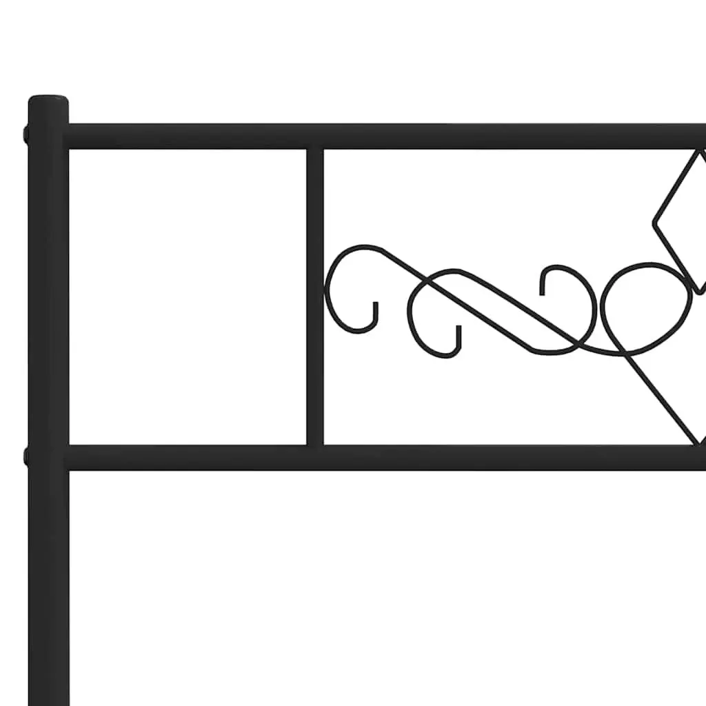 Metal Bed Frame 135x190 cm with Headboard Footboard Slatted Base Black