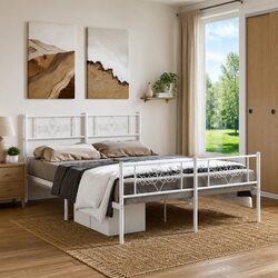 Elegant White Metal Bed Frame for Stylish Bedrooms