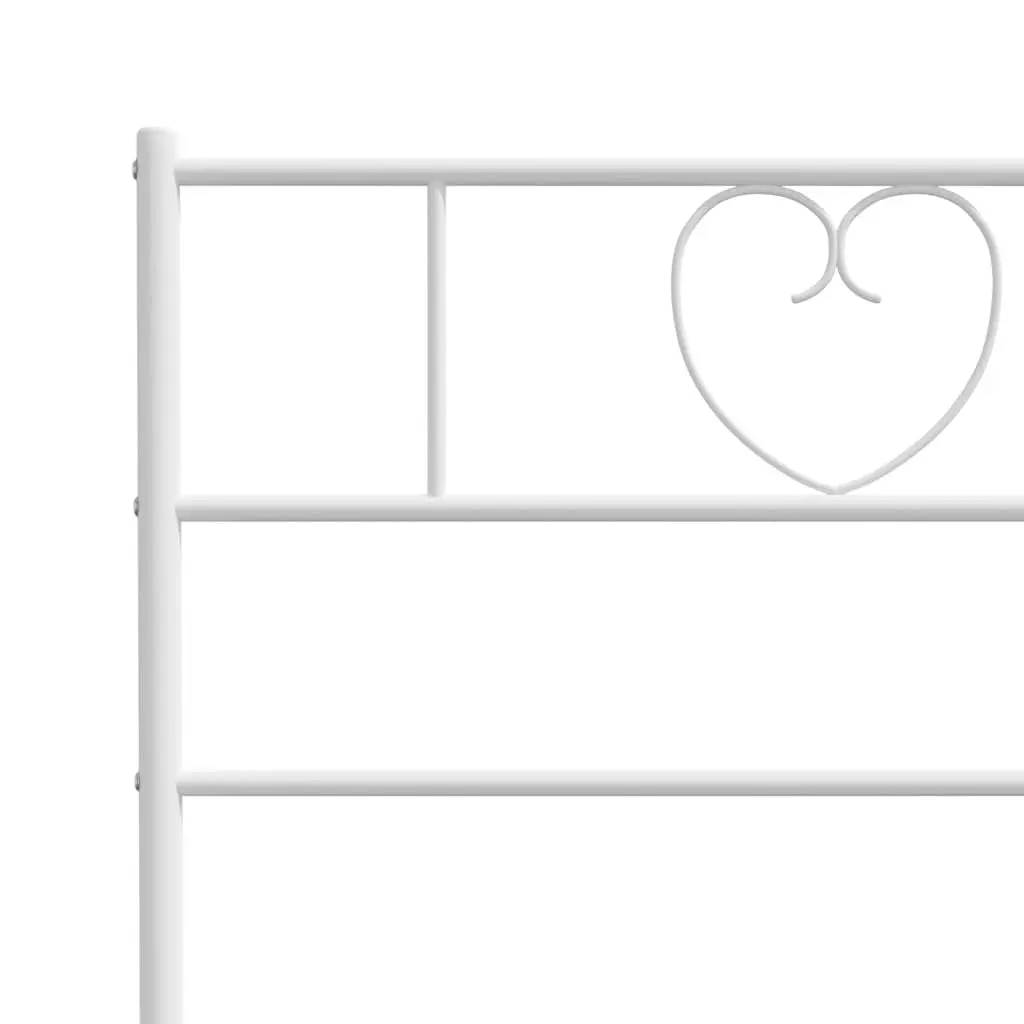 White Metal Bed Frame King Single 107x203cm with Headboard and Slatted Base