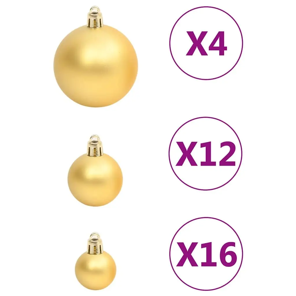 111 Piece Christmas Bauble Set Gold Shatterproof Ornaments Multiple Sizes Styles