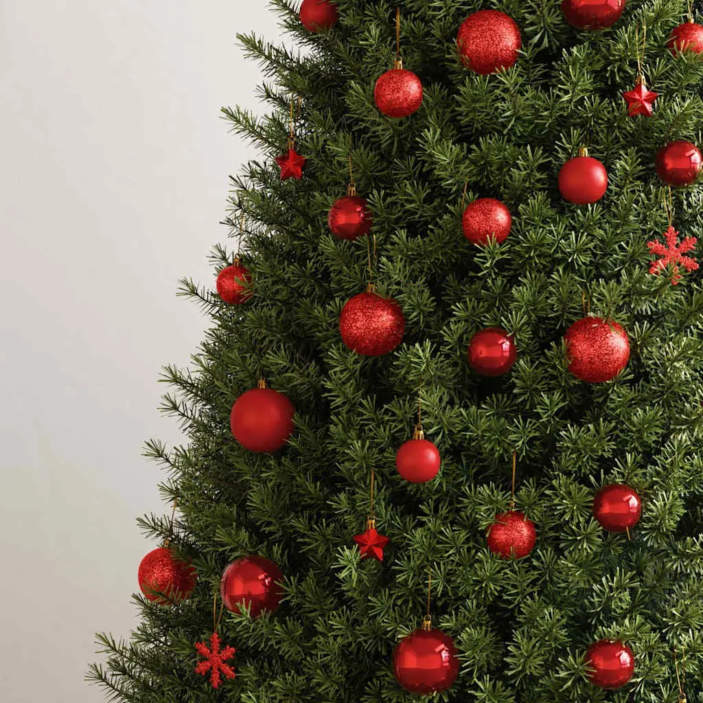 Red Christmas Bauble Set 111 Piece Shatterproof Polystyrene Ornaments Tree Decorations