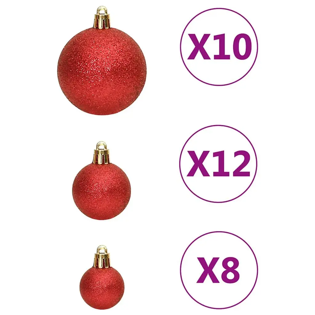 Red Christmas Bauble Set 111 Piece Shatterproof Polystyrene Ornaments Tree Decorations