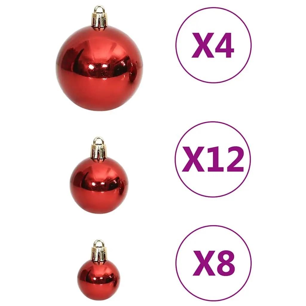 Red Christmas Bauble Set 111 Piece Shatterproof Polystyrene Ornaments Tree Decorations