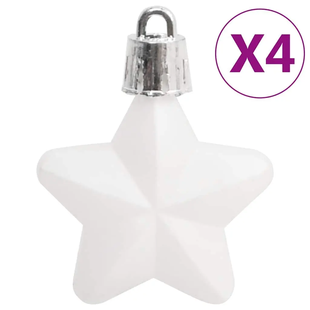 Christmas Bauble Set 111 Piece White Grey Shatterproof Ornaments