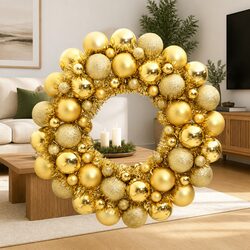 45cm Gold Christmas Wreath for a Festive Touch