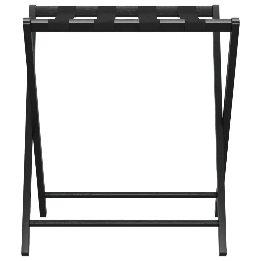 Luggage Rack Foldable Bamboo Suitcase Stand Black Space-Saving Storage