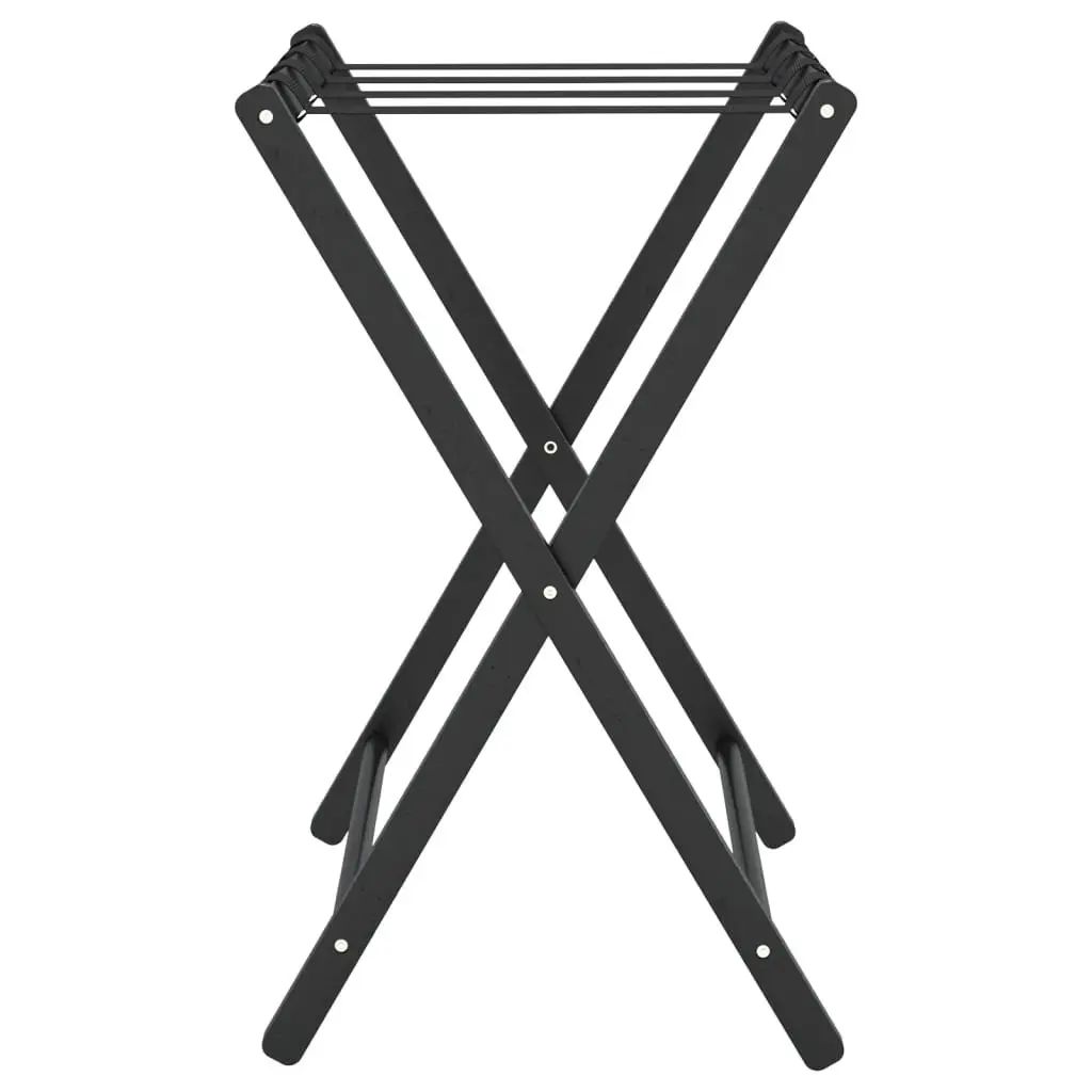 Luggage Rack Foldable Bamboo Suitcase Stand Black Space-Saving Storage