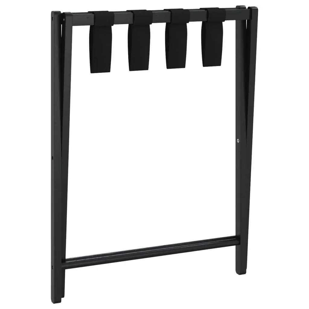 Luggage Rack Foldable Bamboo Suitcase Stand Black Space-Saving Storage
