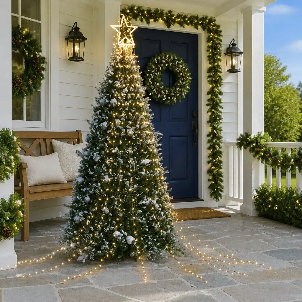 Christmas Tree Light 375cm 320 LEDs Warm White 8 Modes Waterproof Decoration