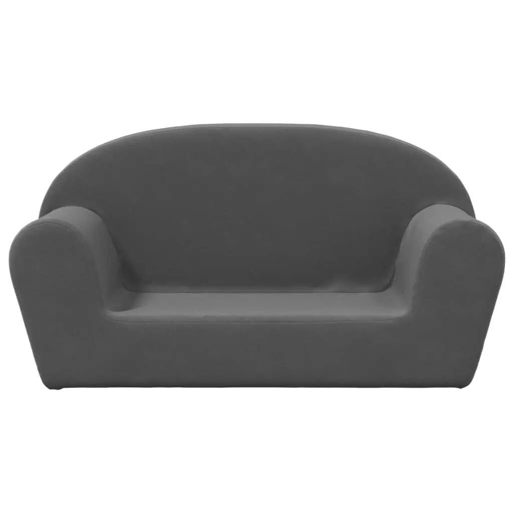 Kids Sofa 2-Seater Anthracite Soft Plush Couch Children's Lounge Chair