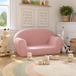 Pink Plush 2-Seater Kids' Sofa for Cozy Spaces
