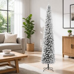 Space-Saving 270cm White Snow Flocked Christmas Tree