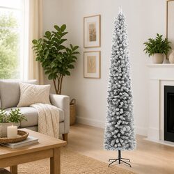 300cm Slim Pencil Design White Flocked Christmas Tree