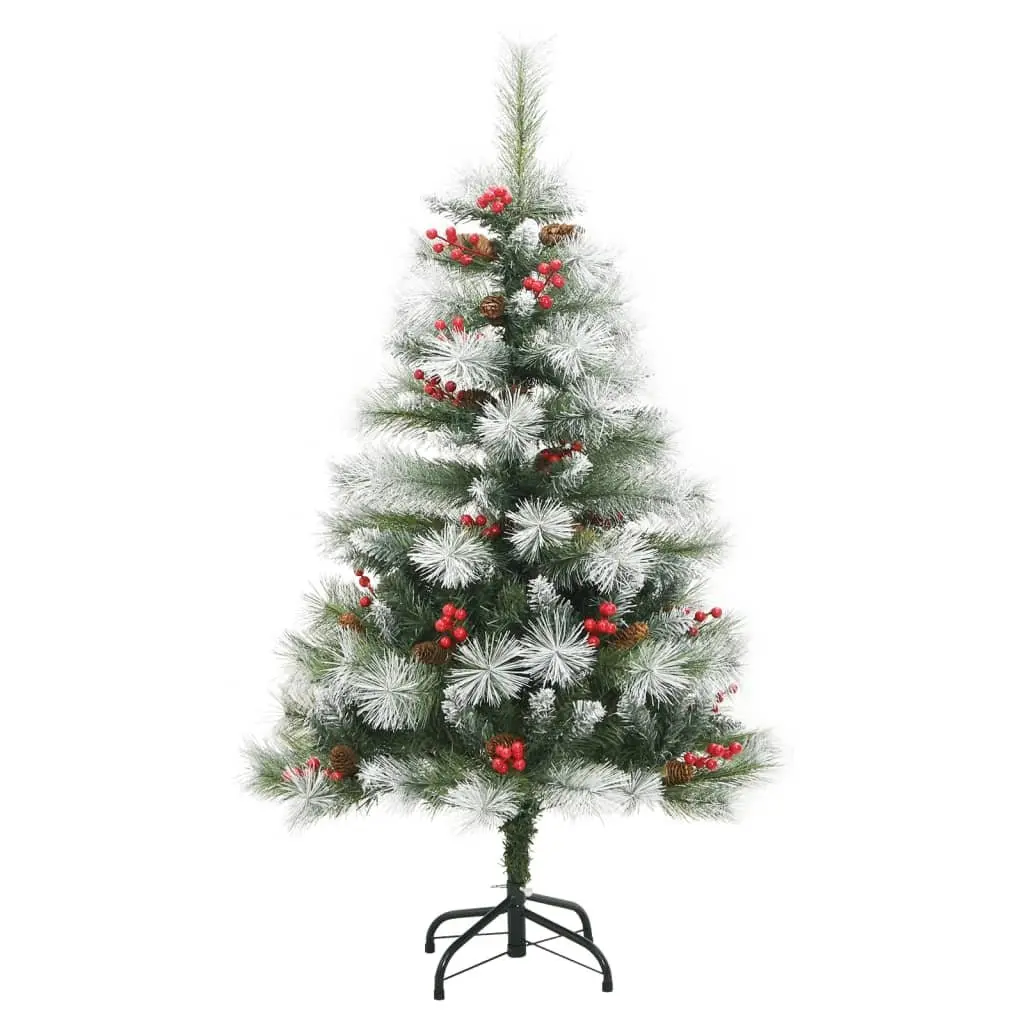 Artificial Christmas Tree 120cm White Hinged with Cones and Berries