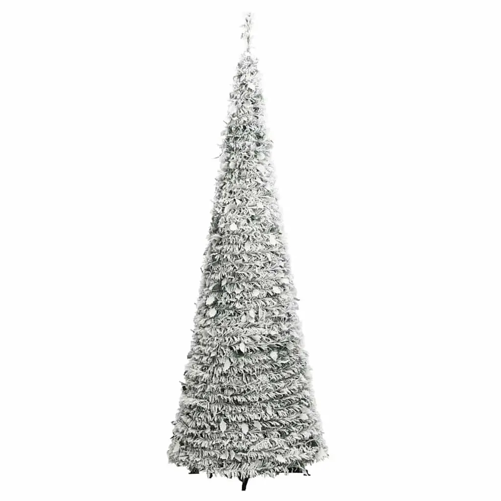 Artificial Christmas Tree Pop-up Flocked Snow 210cm 200 LEDs 8 Lighting Modes