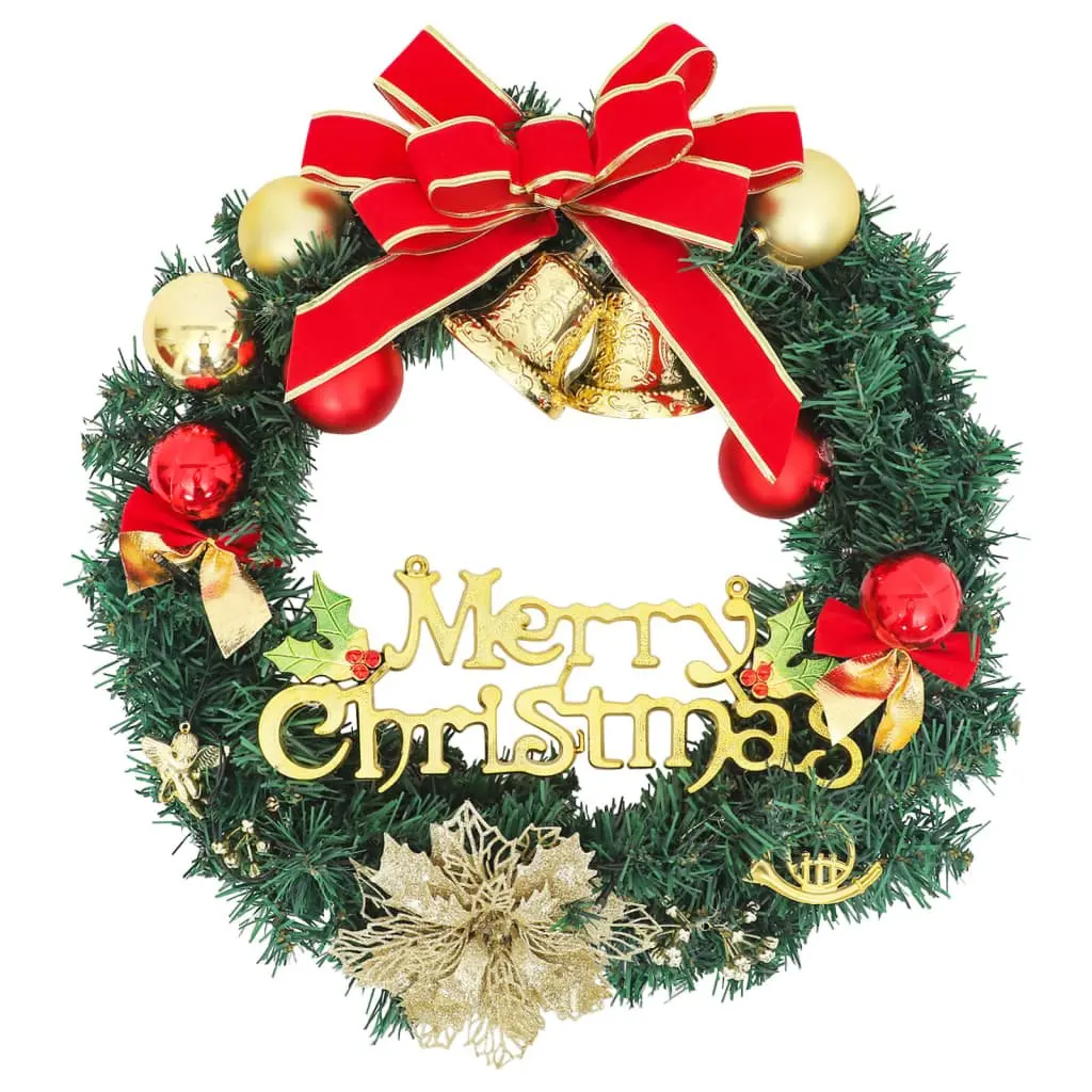 Christmas Wreath 30cm Green with 15 LED Lights for Holiday Home Decoration