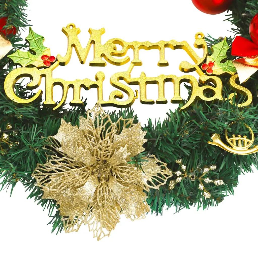 Christmas Wreath 30cm Green with 15 LED Lights for Holiday Home Decoration