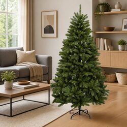 Artificial Hinged Christmas Tree 210cm with Stand Green Realistic Holiday