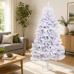 Artificial Hinged Christmas Tree White 180cm Seasonal Holiday Decoration Stand