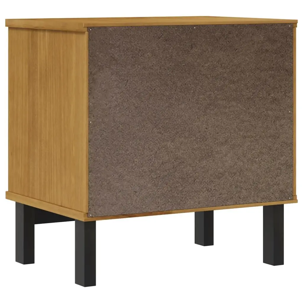 Solid Wood Bedside Cabinet with 2 Drawers and Compartment for Storage in Brown Finish