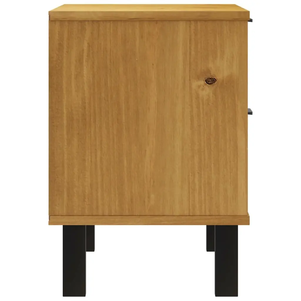 Solid Wood Bedside Cabinet with 2 Drawers and Compartment for Storage in Brown Finish