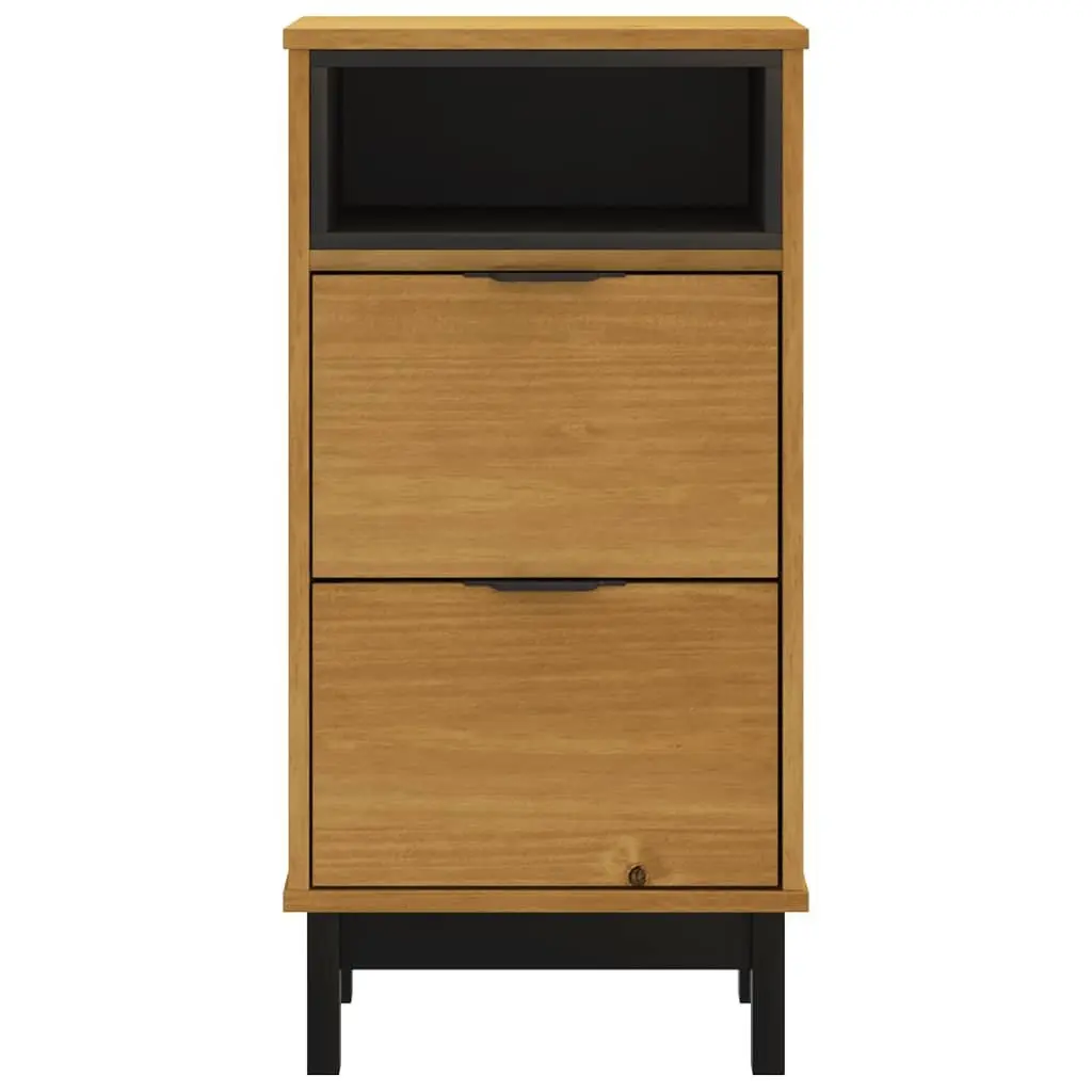 Solid Pine Wood Bedside Cabinet Brown Nightstand with 2 Drawers and Storage Compartment