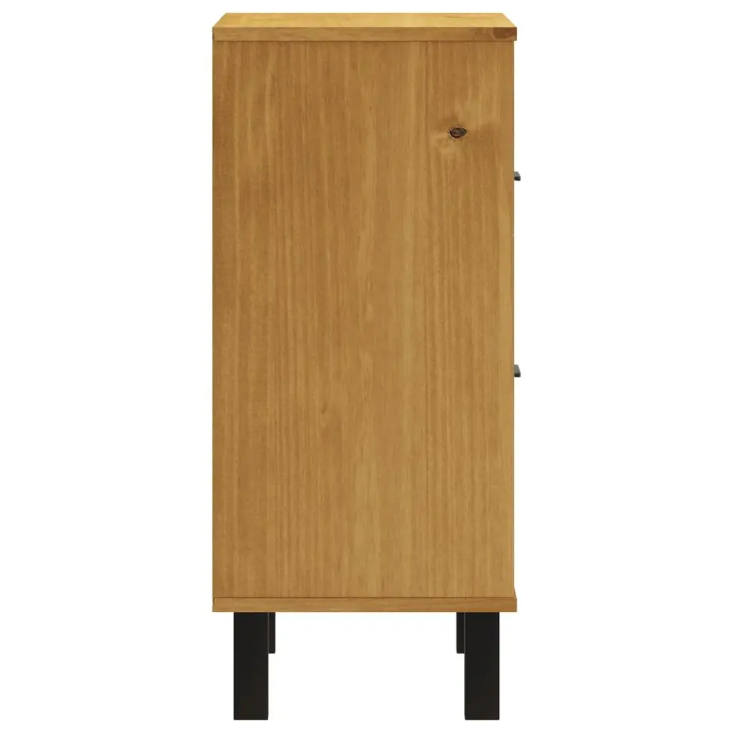 Solid Pine Wood Bedside Cabinet Brown Nightstand with 2 Drawers and Storage Compartment