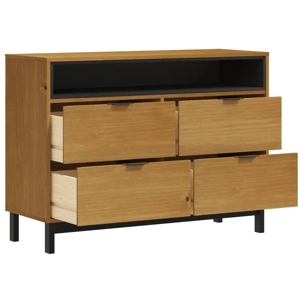 Drawer Cabinet 110x40x80 cm Brown Solid Pine Wood Storage Organizer